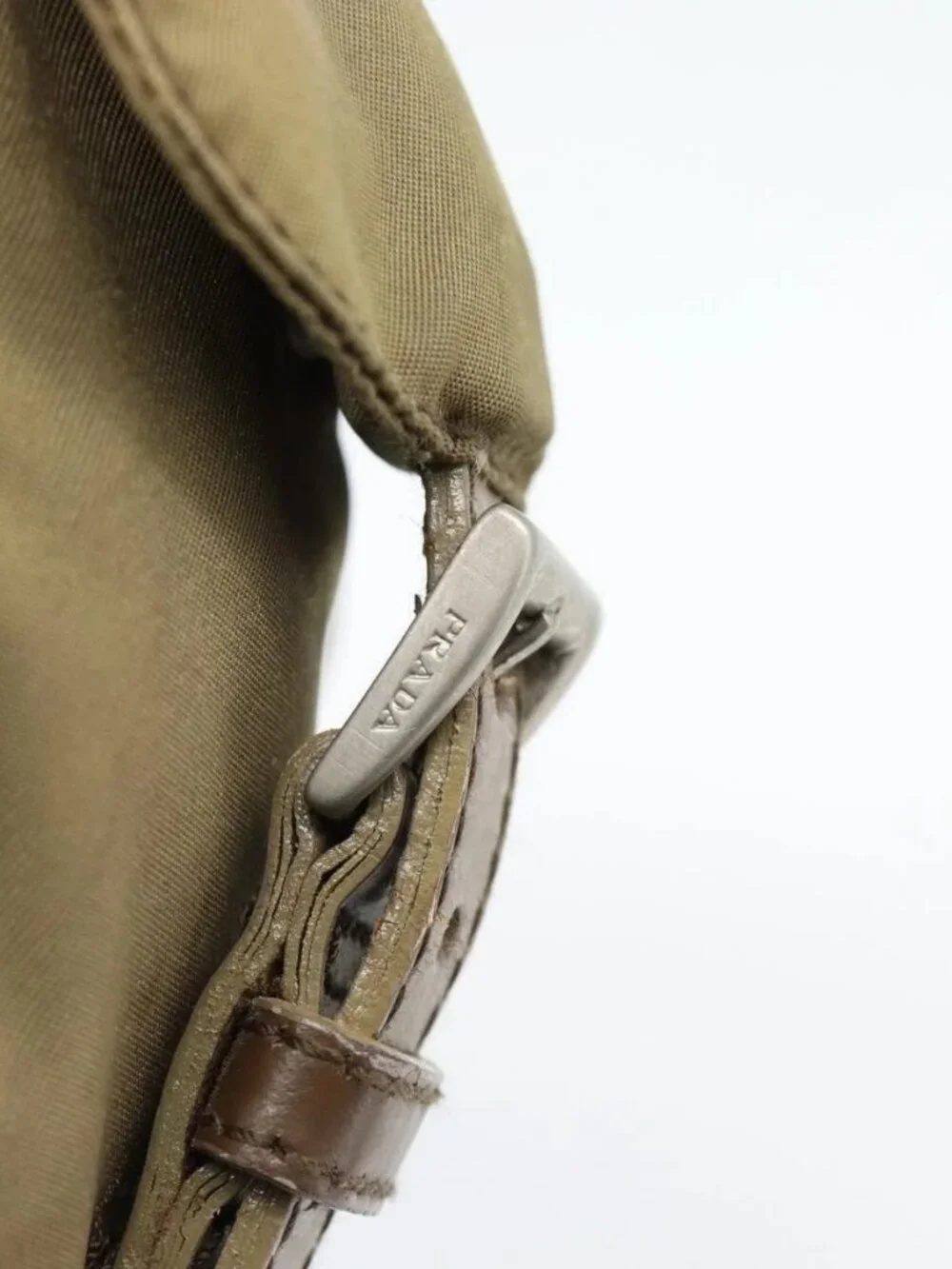 PRADA Backpack Nylon Khaki Silver Auth